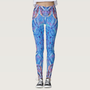 in blauw en rood gekleurd glas leggings