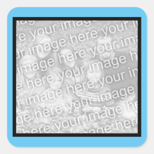 In Blauw omgeven Voeg uw eigen foto toe Vierkante Sticker