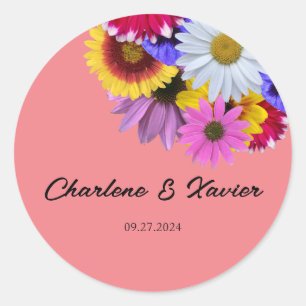 In bloei bruiloft - Ronde Split Floral Sticker