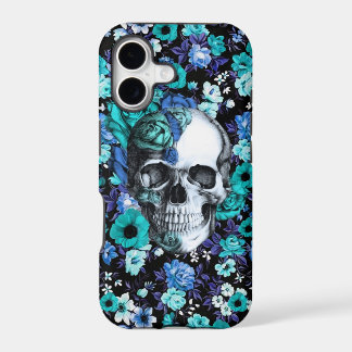 In bloemen blauwe florale schedel