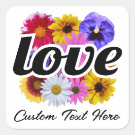 In Bloom - Liefde met vierkant bloemenboeket Vierkante Sticker