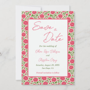 In Bloom Roze Bloemen Trouwen Save the Date