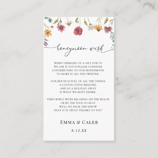 In Bloom Wildflower Honeymoon Wish Informatiekaartje (Voorkant)