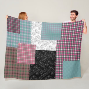 In bonte patchworktinten fleece deken