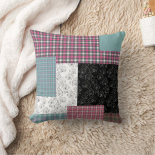 In bonte patchworktinten kussen