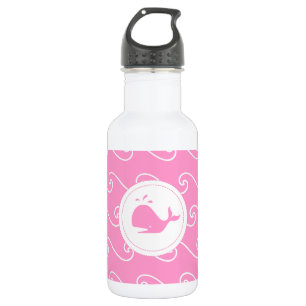 in Bright roze walvissen en golven Waterfles