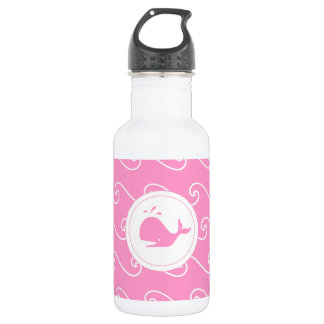  in Bright roze walvissen en golven Waterfles