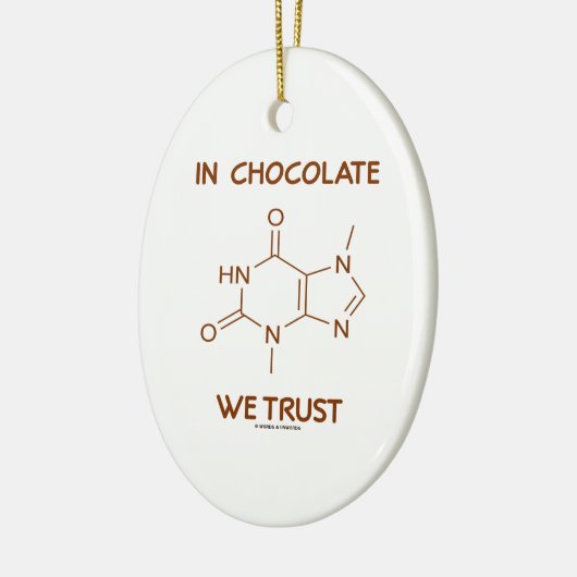 In Chocolate We Trust (Theobromine Molecule) Keramisch Ornament (Links)