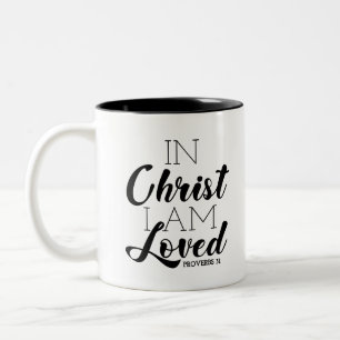 In Christus ben ik geliefde Scriptbeloften Christe Tweekleurige Koffiemok
