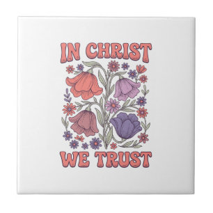 In Christus We Geloof Bloemig Christelijk Vectoron Tegeltje