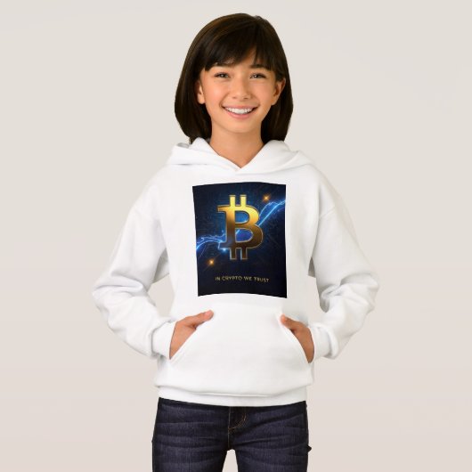 In Crypto We Trust Kids Bitcoin Hoodie (Devant entier)