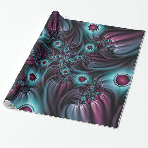 In de Abstracte fractale diepte van de Blauw Roze Cadeaupapier