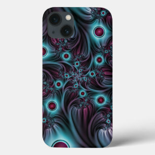 In de Abstracte fractale diepte van de Blauw Roze iPhone 13 Hoesje