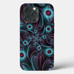 In de Abstracte fractale diepte van de Blauw Roze iPhone 13 Pro Hoesje