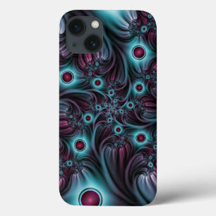 In de Abstracte fractale diepte van de Blauw Roze iPhone 13 Hoesje