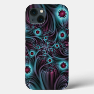In de Abstracte fractale diepte van de Blauw Roze iPhone 13 Hoesje