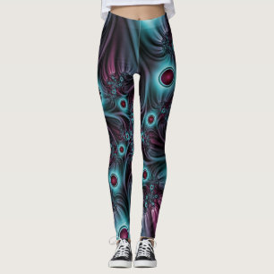In de Abstracte fractale diepte van de Blauw Roze Leggings