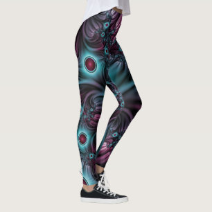 In de Abstracte fractale diepte van de Blauw Roze Leggings