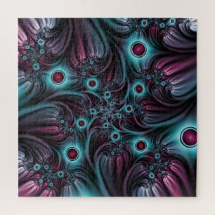 In de Abstracte fractale diepte van de Blauw Roze Legpuzzel