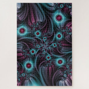 In de Abstracte fractale diepte van de Blauw Roze Legpuzzel