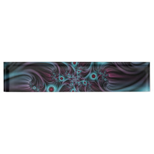In de Abstracte fractale diepte van de Blauw Roze Naambordje