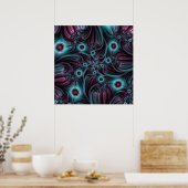In de Abstracte fractale diepte van de Blauw Roze Poster (Keuken)