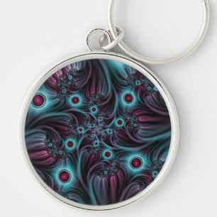 In de Abstracte fractale diepte van de Blauw Roze Sleutelhanger