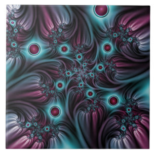 In de Abstracte fractale diepte van de Blauw Roze Tegeltje