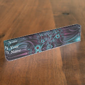 In de Abstracte Fractale Kunsttekst van het Blauw  Naambordje (Zijkant)