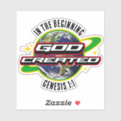 IN DE BEGIN GOD Christelijke Earth Day Sticker (Vel)