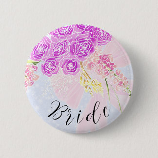 In de blauw-roze doorzichtige strik en boeket-brui ronde button 5,7 cm