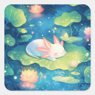 In de Bloemen Vijver Axolotl Zoete Ontsnapping Vierkante Sticker