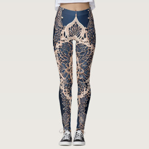 In de Blue Beige AI kunst Leggings