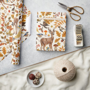 In de bossen/Herfstherten op gebroken wit Cadeaupapier