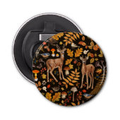 In de bossen / Herfstherten op zwart Button Flesopener (Voorkant)