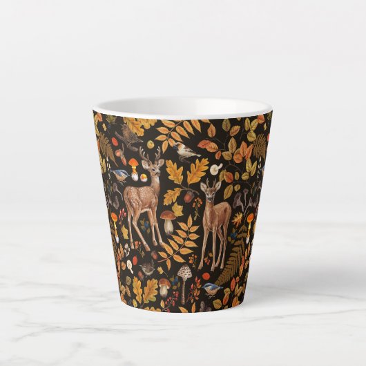 In de bossen / Herfstherten op zwart Latte Mok (Voorkant)