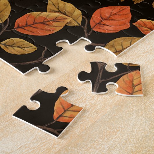 In de bossen / Herfstherten op zwart Legpuzzel (Zijkant)