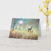 In de Clearing Deer en Konijn kunst Kaart (Gele Bloem)