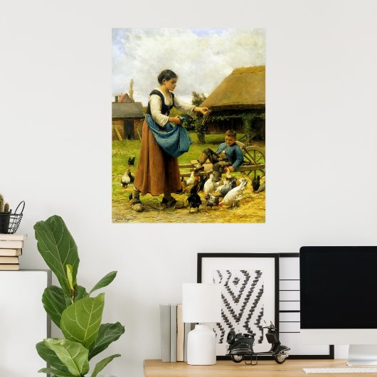 In de Farmyard ~ Julien Dupré ~ Fine Art Canvas Poster (Thuiskantoor)