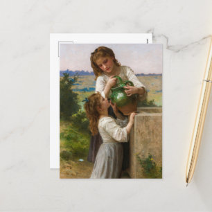 In de fontein door William Adolphe Bouguereau Feestdagenkaart
