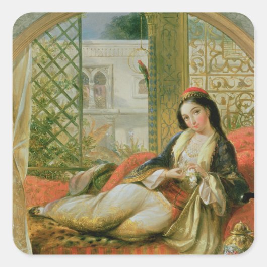 In de Harem Vierkante Sticker (Voorkant)