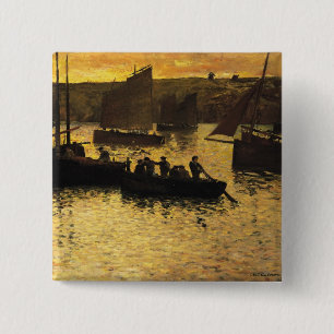 In de haven, 1895 vierkante button 5,1 cm