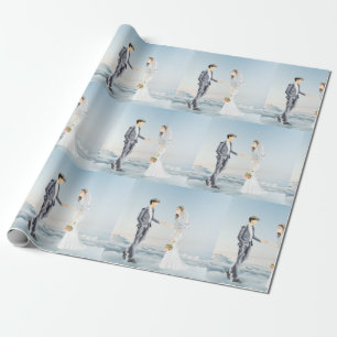 In de hemel gematcht elegante bruid en bruidegom t cadeaupapier