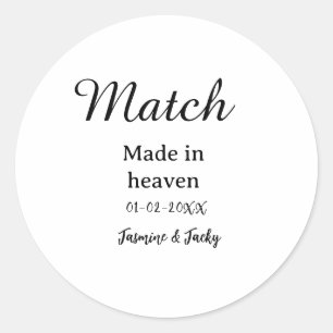 In de hemel gesloten huwelijk naam datum eenvoudig ronde sticker