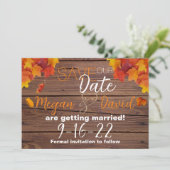 In de herfst van de liefde op de datum save the date (Staand voorkant)
