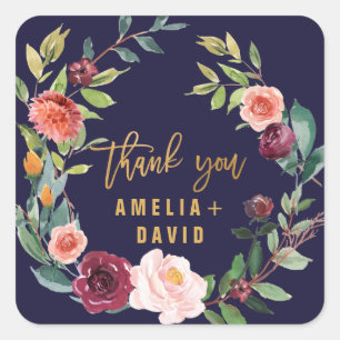In de herfst van Floral bedankt Vierkante Sticker