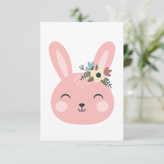 In de lente springen met ons paasmeisje-ontwerp kaart (Staand voorkant)