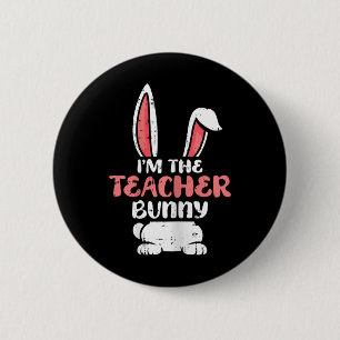 In de leraar Bunny Easter Egg Hunting Spring Wom Ronde Button 5,7 Cm