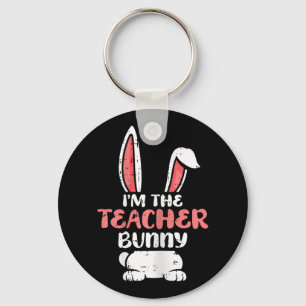 In de leraar Bunny Easter Egg Hunting Spring Wom Sleutelhanger
