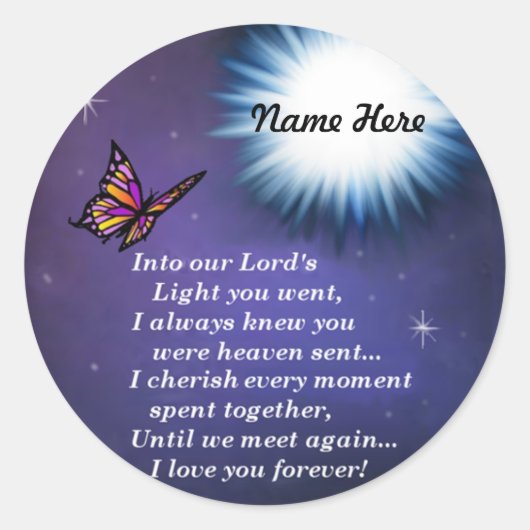 in de lichte vlinder ronde sticker (Voorkant)